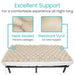 Beige mattress topper with text highlighting features on a white background