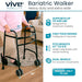 Vive Mobility bariatric walker with features listed on a white background
