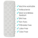 White textured product with a list of features on a white background