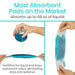 Absorbent pad absorbing liquid with text highlighting its absorbency and odor-trapping properties.