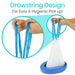 Blue drawstring bag with a holder and text about easy and hygienic pick-up.