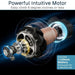 Motor with technical details and text about its capabilities on a dark background