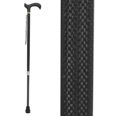 Black textured walking cane on a white background
