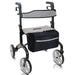 Black rollator with a bag on a white background
