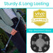 Person holding a cane with a Vive Health lifetime guarantee badge and slip-resistant base detail.