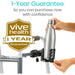 Bicycle water bottle holder with 'Vive Health' 1-year guarantee on a white background