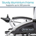 Power chair with a sturdy aluminium frame and capacity text on a white background