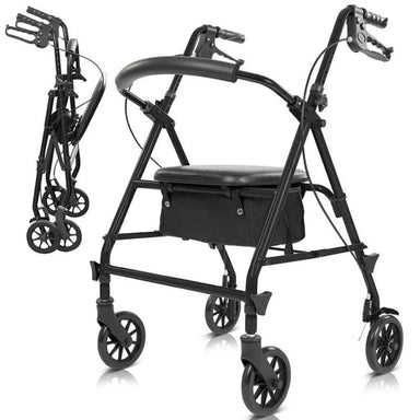 Black walker with wheels on a white background