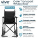 Vive Mobility Core Transport Wheelchair with features listed on a white background