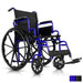 Blue and black wheelchair on a white background