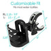 Bottle holder with customizable fit dimensions on a white background