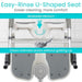 Shower chair with U-shaped seat and shower head, emphasizing ease of cleaning and increased privacy.