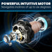 Motor with technical details on a dark background, featuring text about its capabilities.