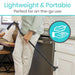 Person using a portable kitchen tool in a kitchen setting with text 'Lightweight & Portable' and icon.