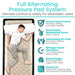 Person lying on a full alternating pressure pad system with features listed above.
