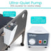 Vive ultra-quiet pump for medical equipment with text on features.