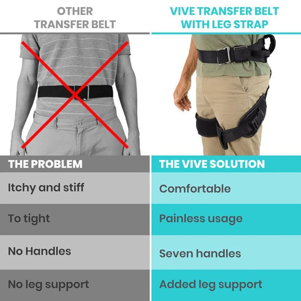 Vive Health Heavy Duty Transfer Belt With Leg Straps