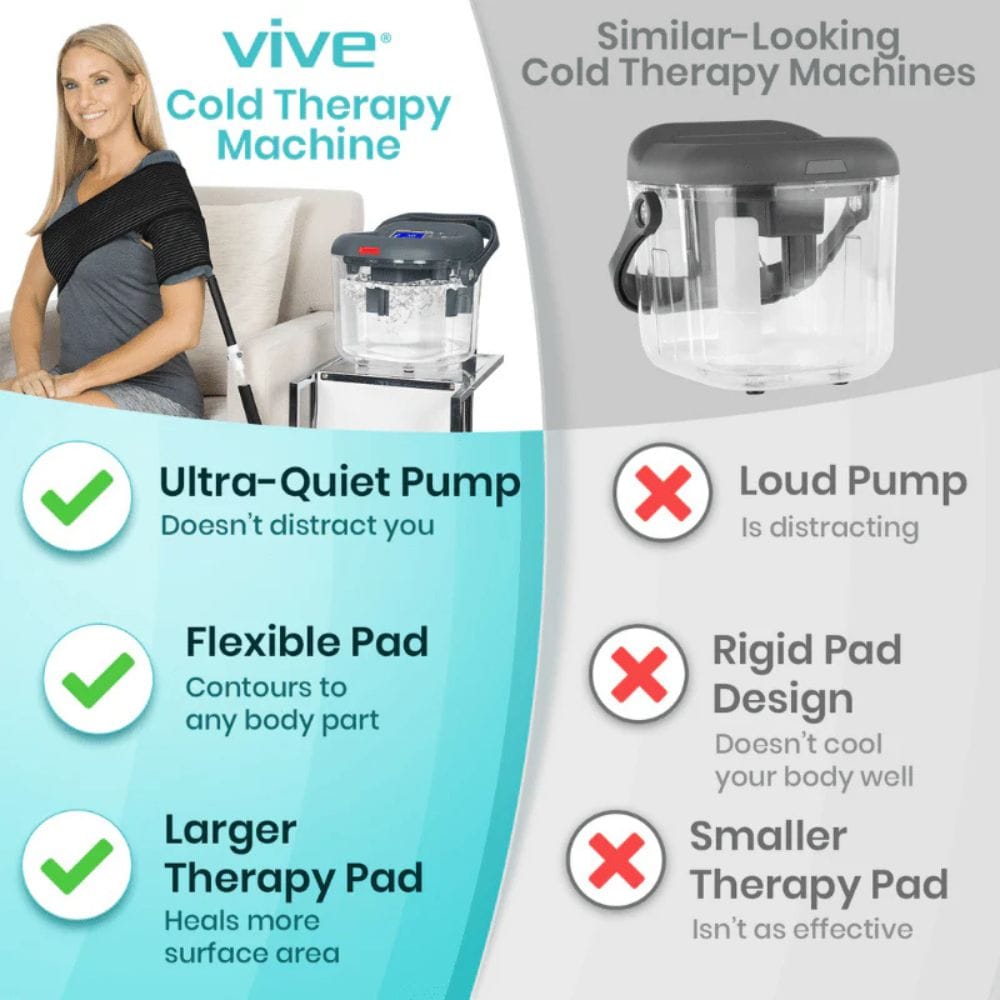 Vive cold therapy machine with features and comparison to similar machines.