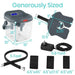 Fishing air pump with components and measurements on a white background