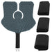 Gray protective pad with black straps on a white background
