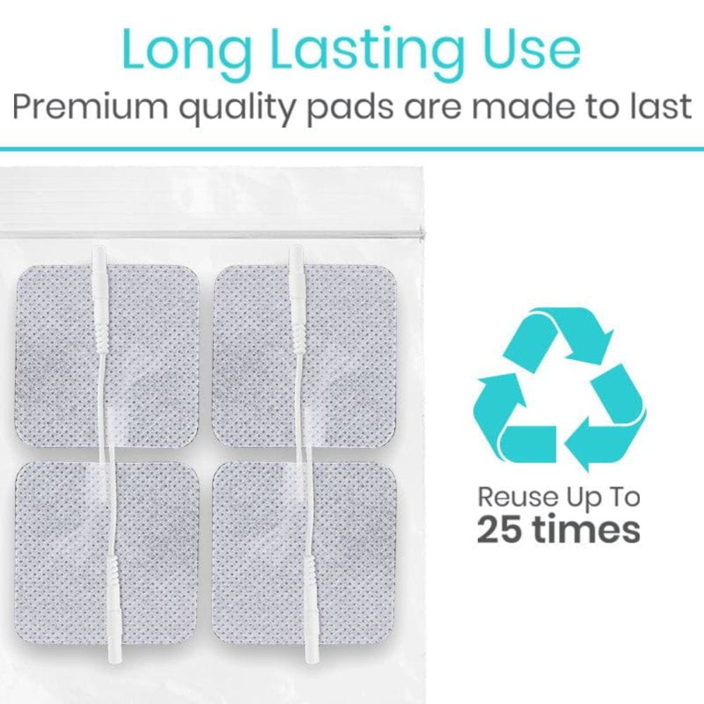 Pack of premium quality pads with recycling symbol and text indicating reuse capability.