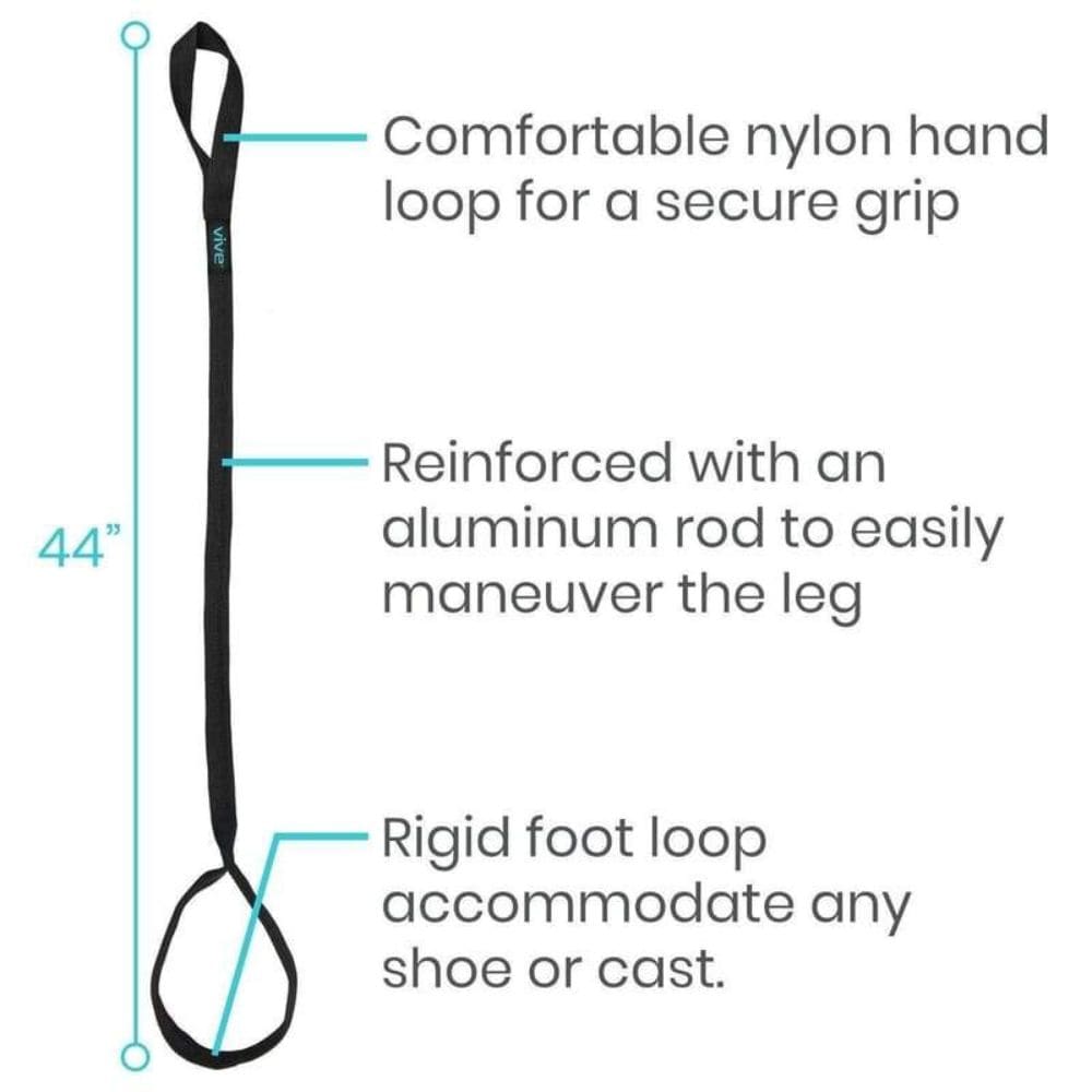 Diagram of a leg strap with labeled features on a white background