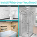 Bathroom fixtures including a toilet, bathtub, and shower with text 'Install Wherever You Need'.