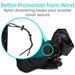 Scooter cover with nylon drawstring for better wind protection on a white background