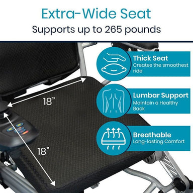 Wheelchair seat with features highlighted on a white background