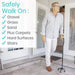 Man using a walking stick with text about safe surfaces to walk on.