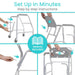Step-by-step guide on setting up a walker with manual included, featuring hands assembling the walker.