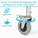 Wheel with text highlighting ease of movement and durability on a white background