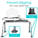 Shower chair with non-slip rubber feet and suction cups for stability.
