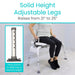 Adjustable height chair with solid height adjustable legs, raising from 21" to 25".
