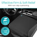 Car armrest cover with non-slip cushioning and Vive branding, featuring soft on touch and latex free icons.