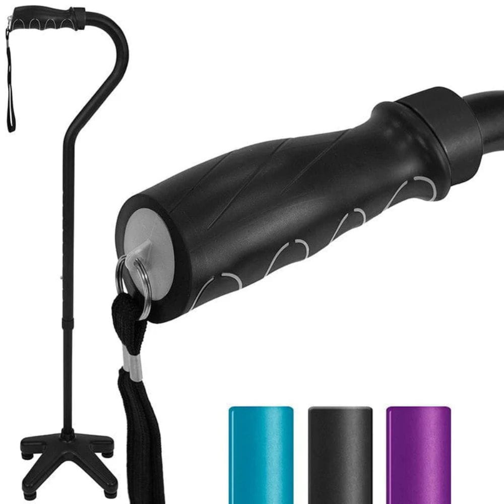 Black cane with adjustable handle on a white background