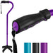 Black and purple cane with adjustable base on a white background