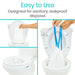 Product demonstration of a sanitary, leakproof disposal system for a toilet.