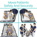 Collage of images showing a patient being moved safely and securely using a medical device.