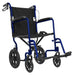 Blue and black wheelchair on a white background