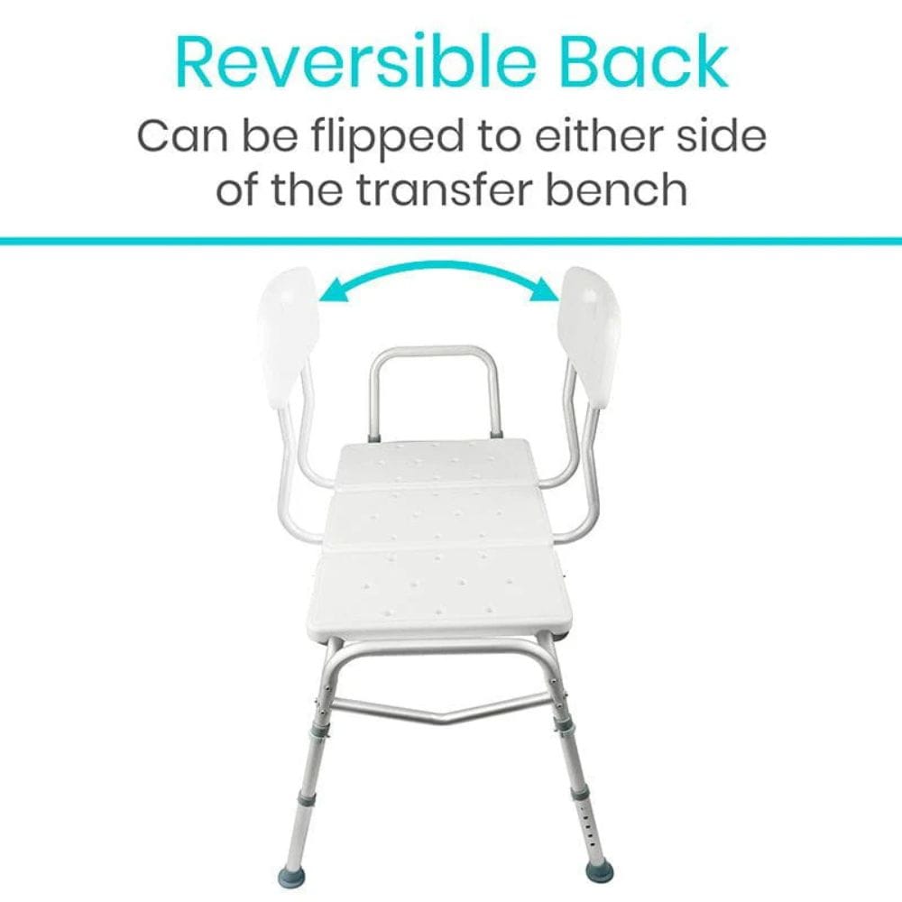 White transfer bench with reversible backrest on a white background
