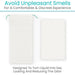 Two white gel packs with text about odor control on a white background