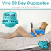 Woman lying on a bed reading a book with 'Vive Health 60 Day Guarantee' text above her.