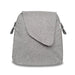 Gray backpack with a flap on a white background