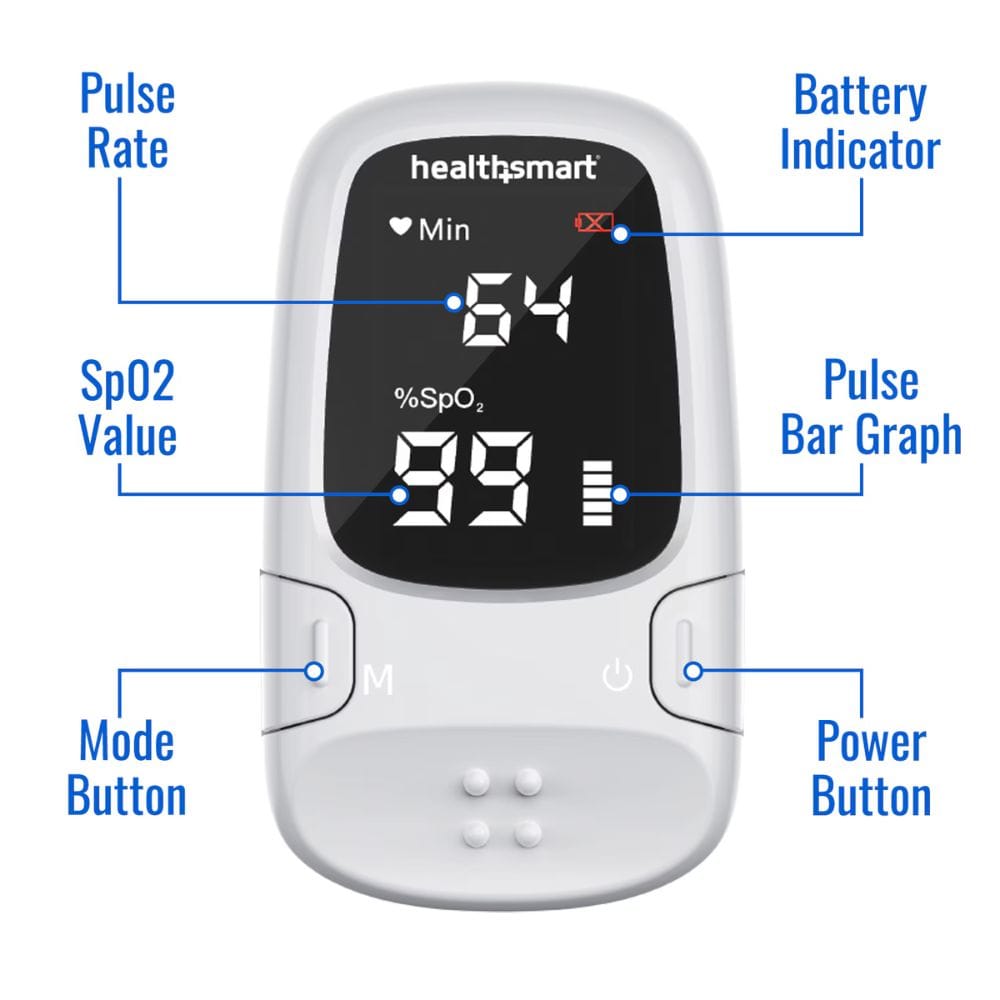 Healthsmart Digital Fingertip Sport Pulse Oximeter with LED Display, Auto-Shutoff
