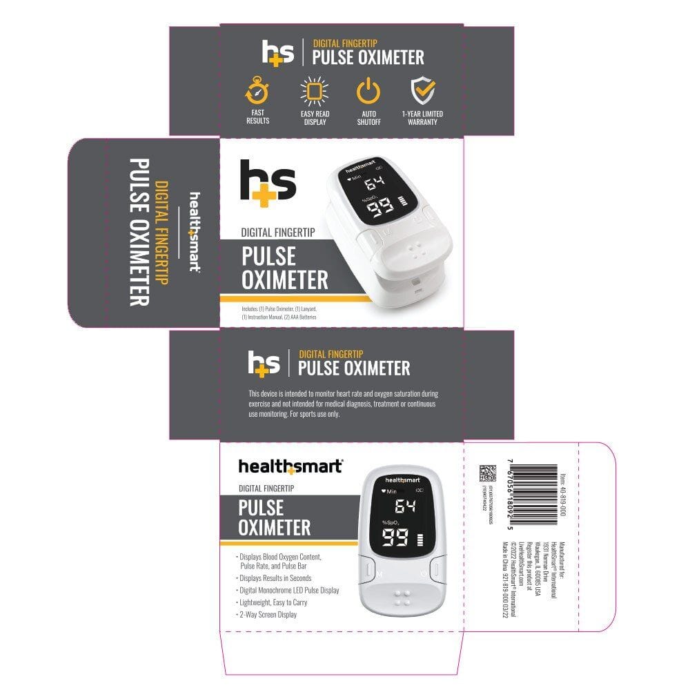 Healthsmart Digital Fingertip Sport Pulse Oximeter with LED Display, Auto-Shutoff