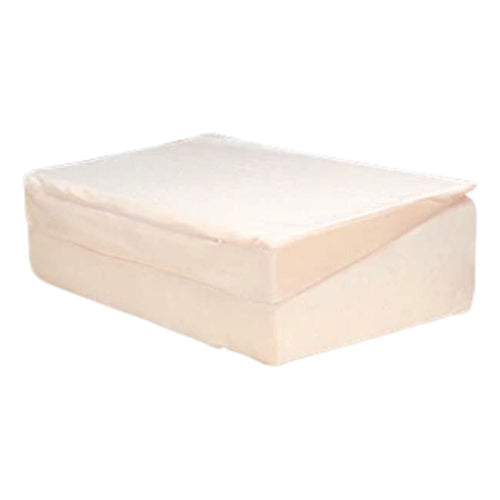 A cream-colored contoured memory foam footrest or bench pad, shown from a three-quarter angle on a solid white background.