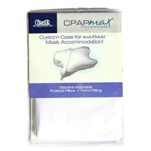 CPAP max pillowcase packaging with product image and text on a white background